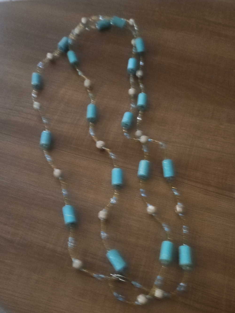 Turquoise Bead Long Necklace - Unbranded